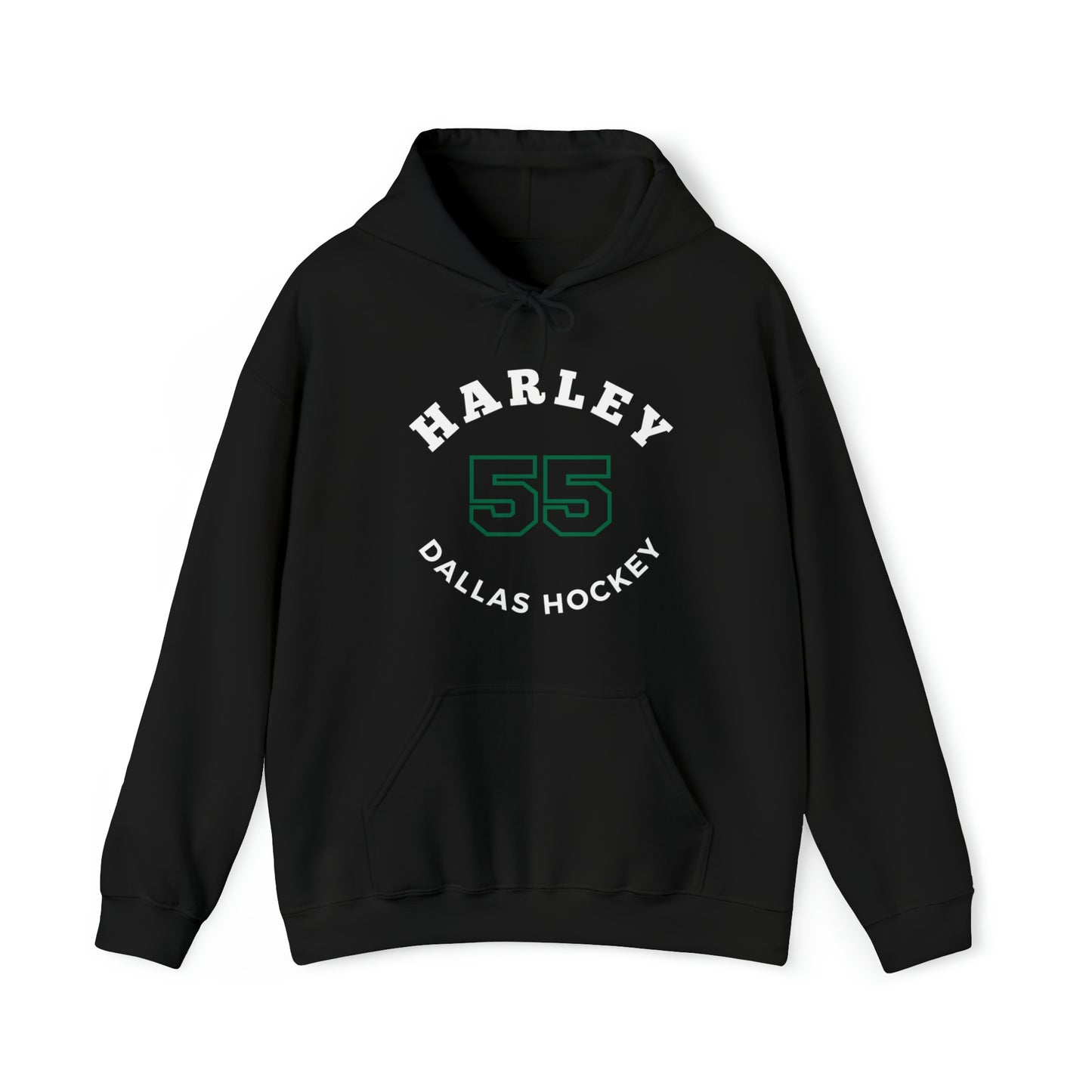 Harley 55 Dallas Hockey Number Arch Design Unisex Hooded Sweatshirt