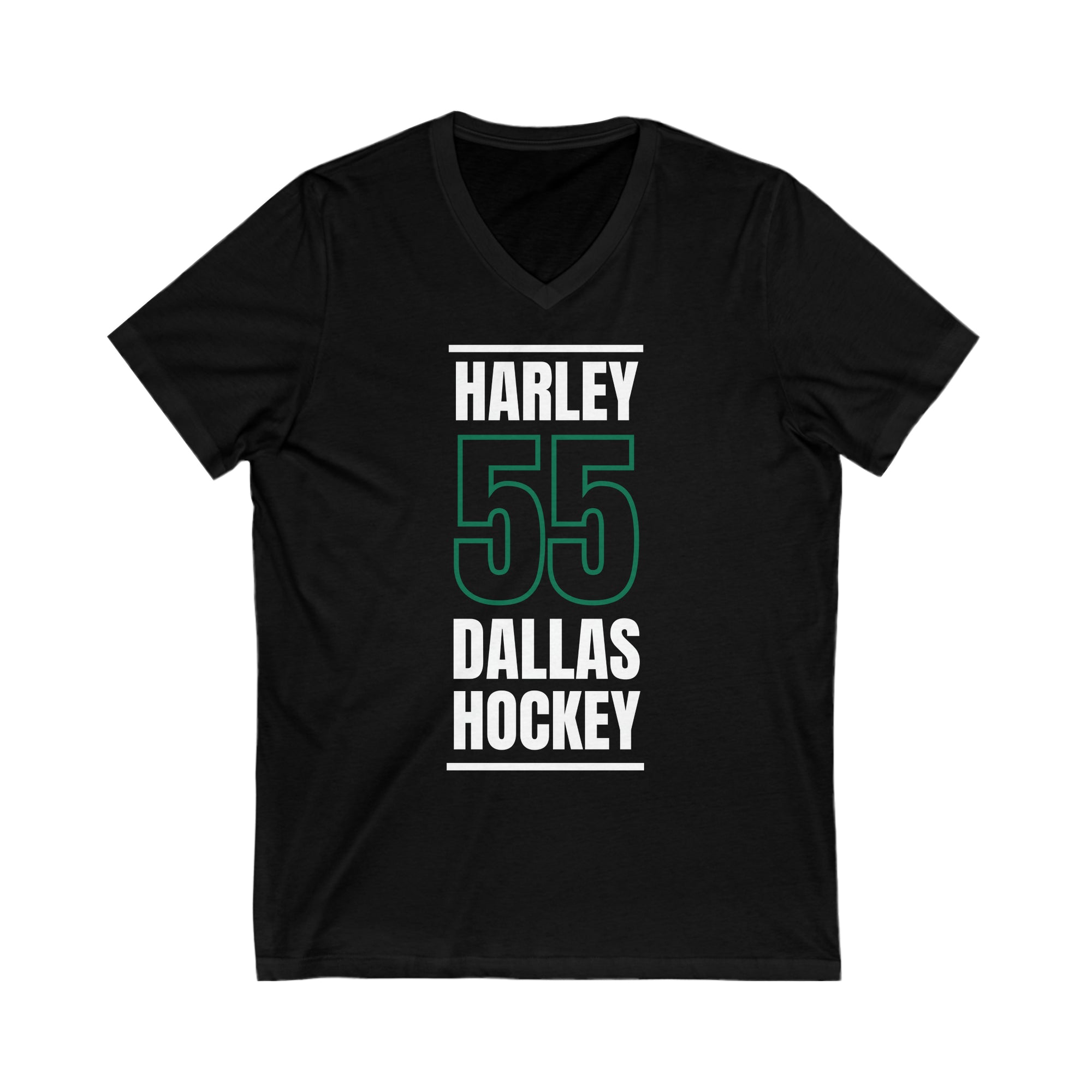 Harley 55 Dallas Hockey Black Vertical Design Unisex V-Neck Tee