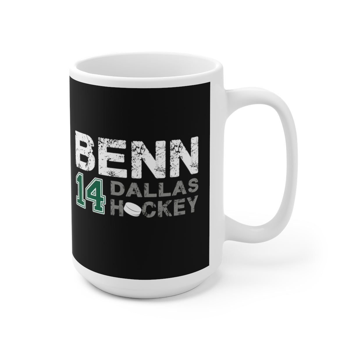 Benn 14 Dallas Hockey Ceramic Coffee Mug In Black, 15oz