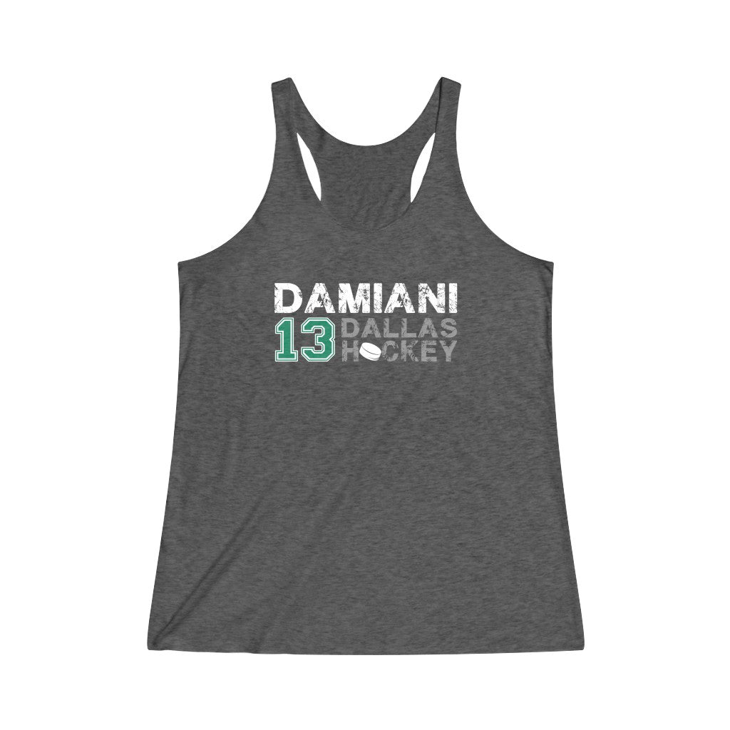 Damiani 13 Dallas Hockey Women's Tri-Blend Racerback Tank Top