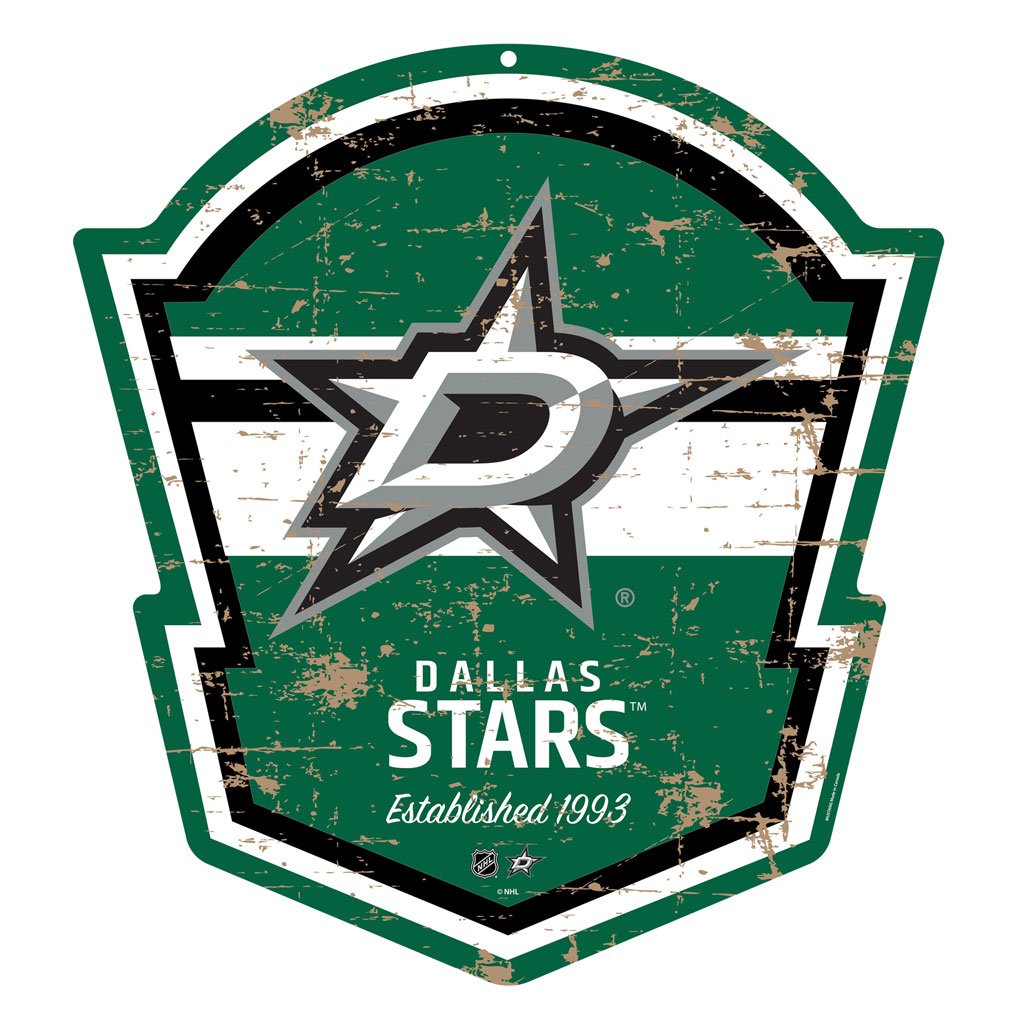 Dallas Stars PVC Distressed Shield Wall Sign, 22 Inch