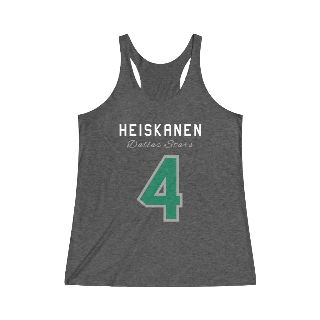 Heiskanen 4 Dallas Stars Women's Tri-Blend Racerback Tank Top