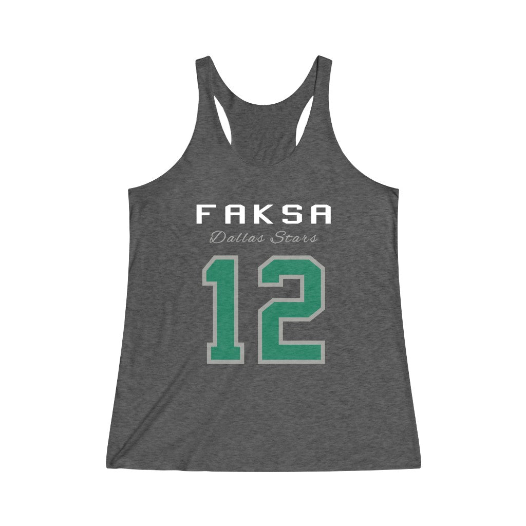 Faksa 12 Dallas Stars Women's Tri-Blend Racerback Tank Top