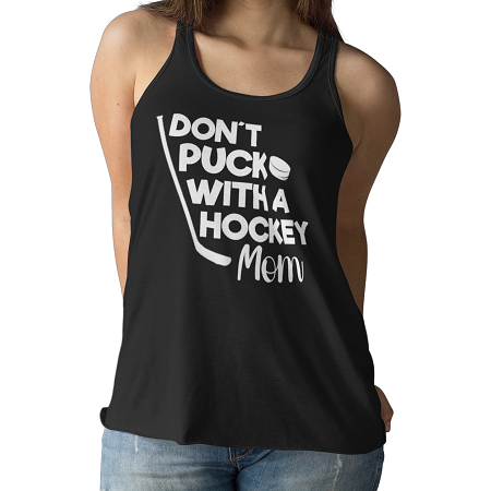 "Don't Puck With A Hockey Mom" Women's Tri-Blend Racerback Tank Top